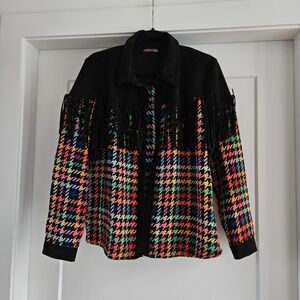 Western Meets Grandmacore Cotton Colorful Houndstooth Jacket Large